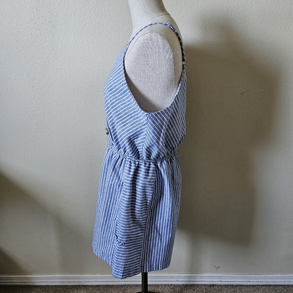 Purple Snow Linen Blend White / Blue Striped Romper XL - Picture 2 of 8